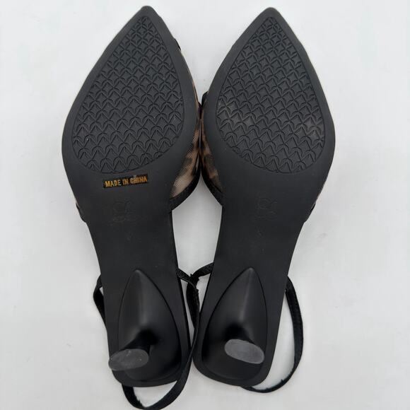Cosy Island Old Money Mob Wife Kitten Heel Slingback Mesh Leopard Print Pumps 8 - Picture 2 of 4